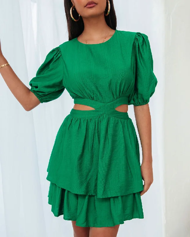 Blowout Deals Roselynn Side Cutout Tiered Mini Dress