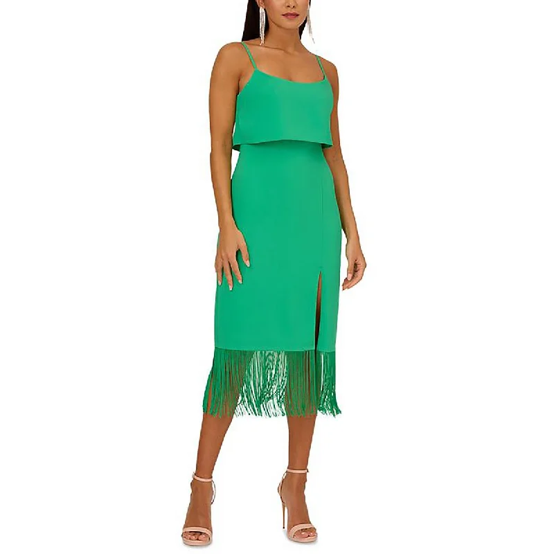 Price Reduction Adrianna Papell Womens Crepe Fringe Midi Dress