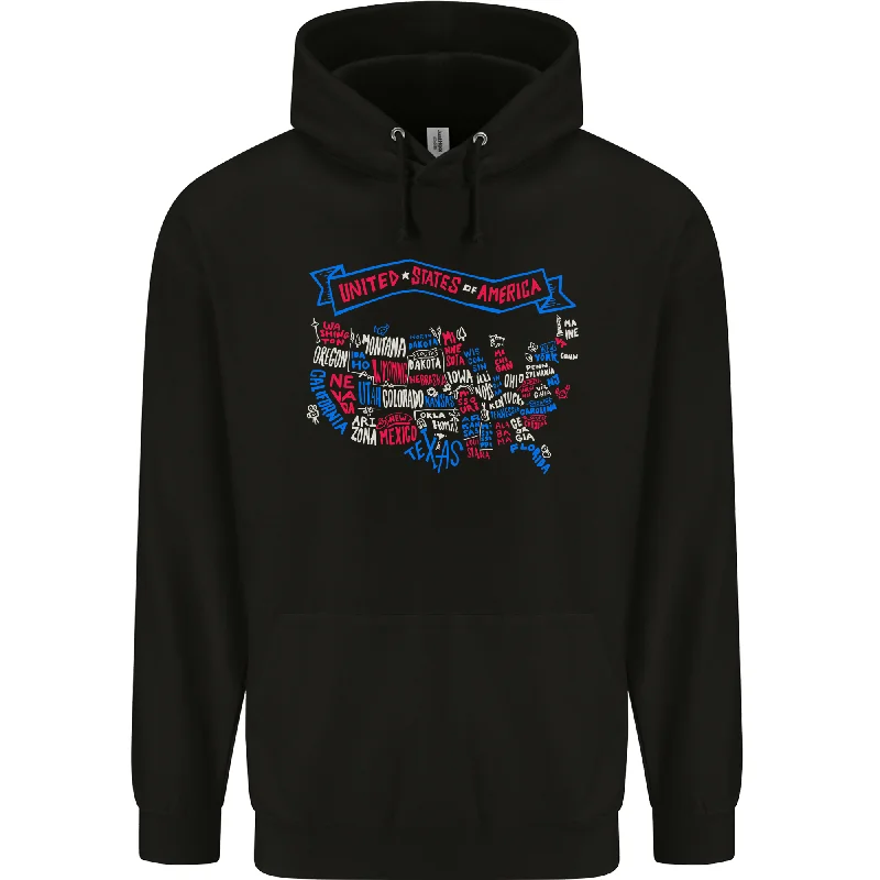 Special Discount USA State Map United States of America Mens 80% Cotton Hoodie