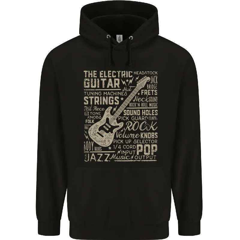 Markdowns Guitar Word Art Guitarist Electric Acoustic Mens 80% Cotton Hoodie