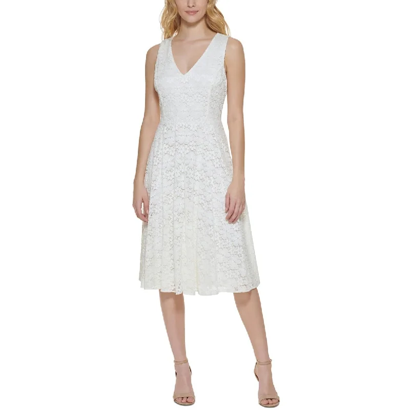 Huge Savings Tommy Hilfiger Womens Lace Overlay Knee Length Fit & Flare Dress
