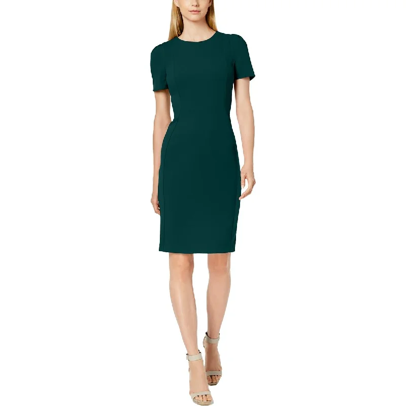 Act Now Calvin Klein Womens Round Neck Short Sleeve Sheath Dress