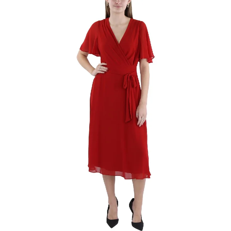 Deep Discounts Lauren Ralph Lauren Womens Plus Wrap Dinner Ware Midi Dress