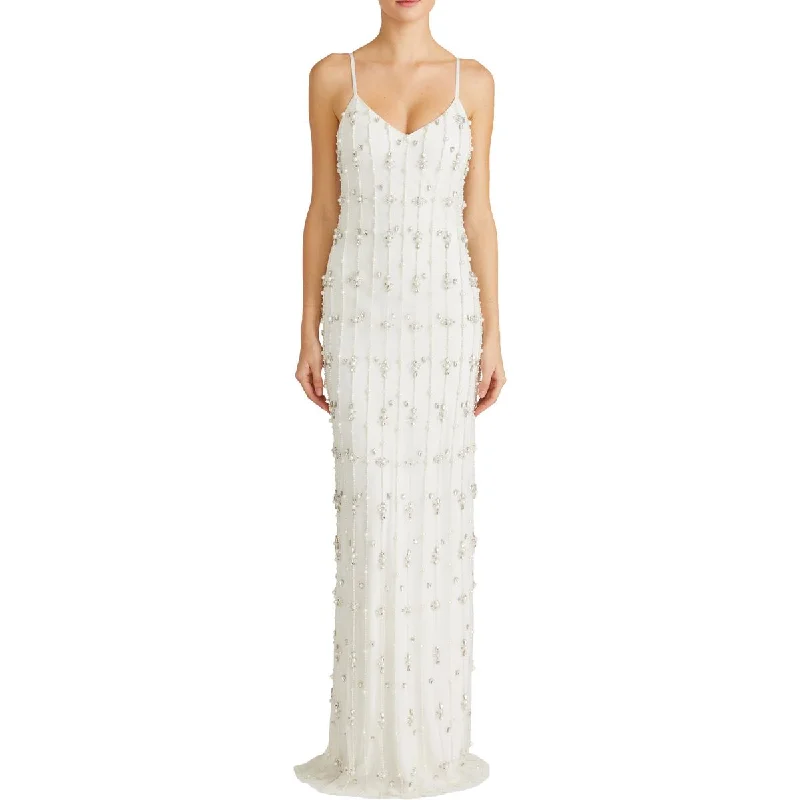 Markdowns ML Monique Lhuillier Womens Jeweled Full Length Evening Dress