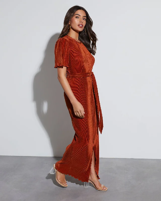 New Arrival Dana Short Sleeve Plisse Maxi Dress
