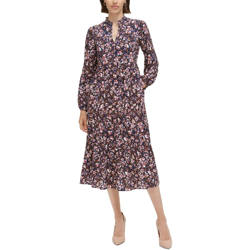 Members Only Jessica Howard Womens Floral Midi Sheath Dress