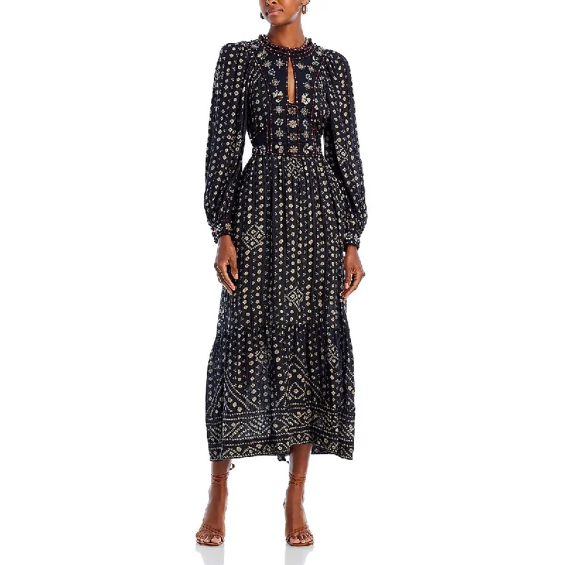 Time-Limited Offer Sea New York Womens Printed Embellished Midi Dress