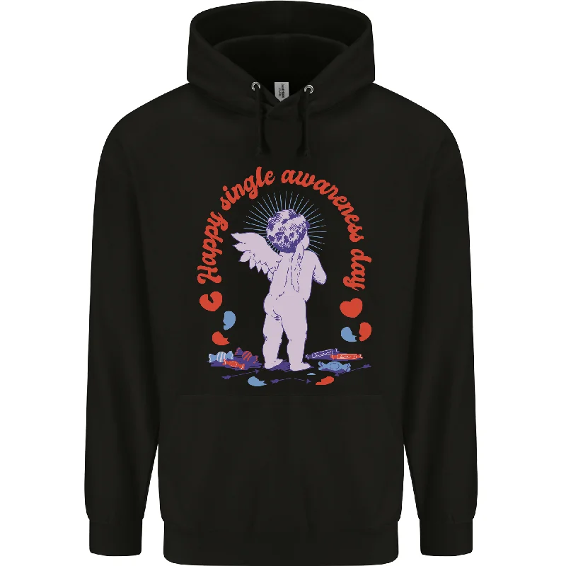 Discount Deals Happy Single Awareness Day Mens 80% Cotton Hoodie