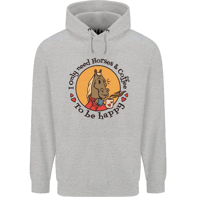 Price Smash I Only Need Horses and Coffee Equestrian Mens 80% Cotton Hoodie