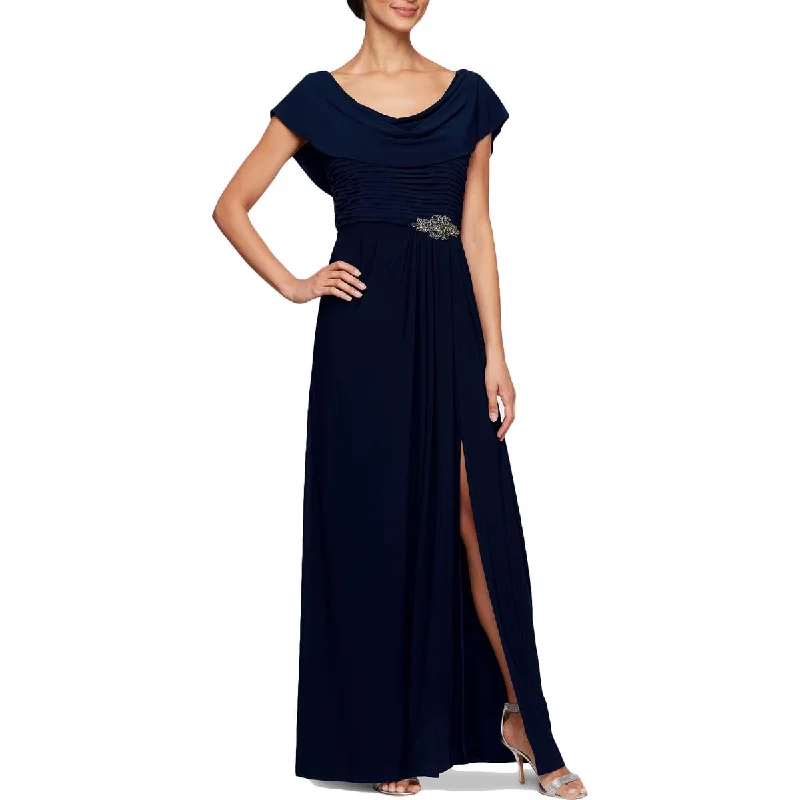 Discount Days Alex Evenings Womens Cowlneck Embellished Evening Dress