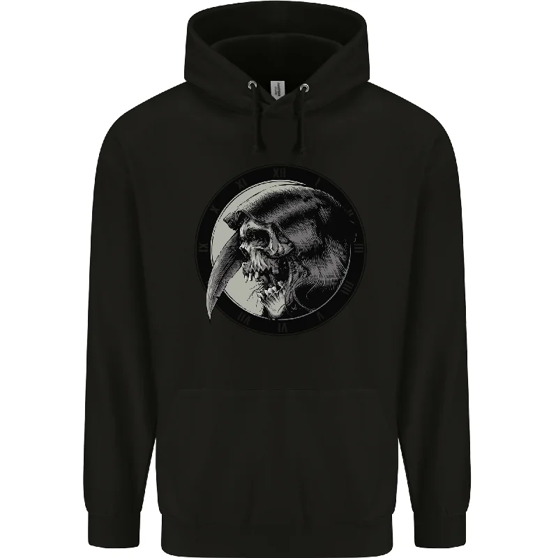 Stock Up and Save Grim Reaper Clock Skull Biker Gothic Demon Mens 80% Cotton Hoodie
