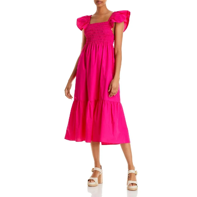 Extra Savings Aqua Womens Cotton Smocked Midi Dress