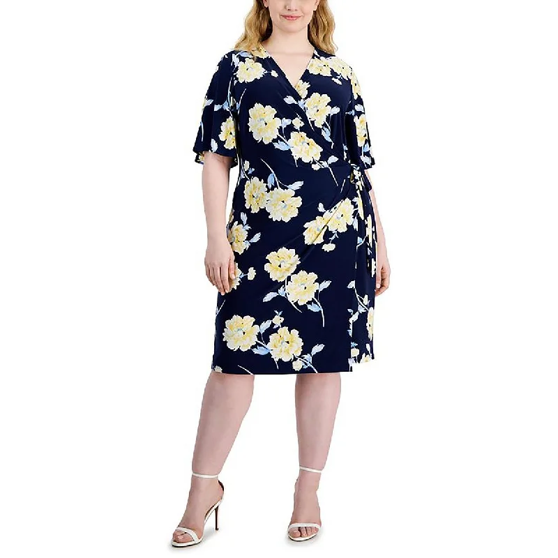 Doorbuster Deal Anne Klein Womens Plus Side Tie V-Neck Wrap Dress