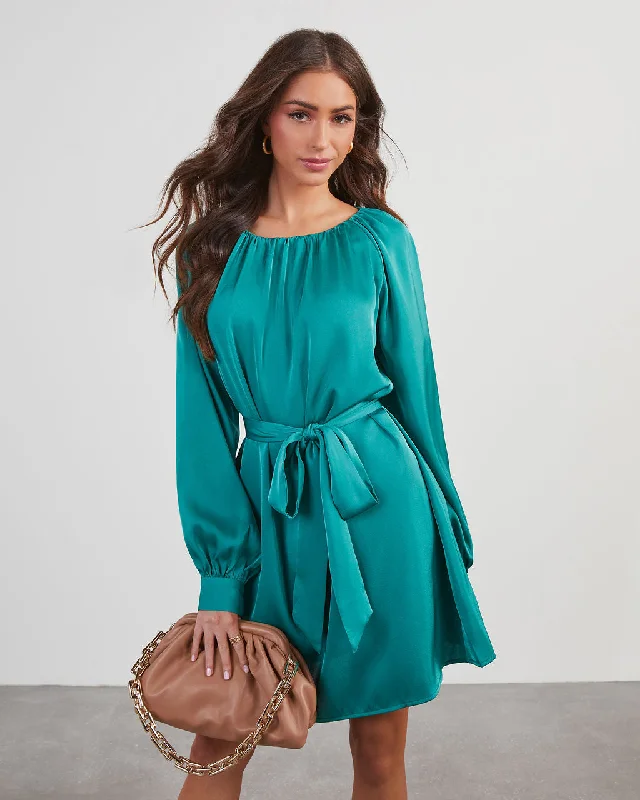 Major Savings Decklan Satin Tie Waist Mini Dress