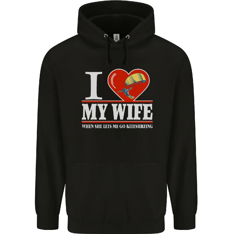 Best Seller I Heart My Wife Kitesurfing Kitesurfer Mens 80% Cotton Hoodie
