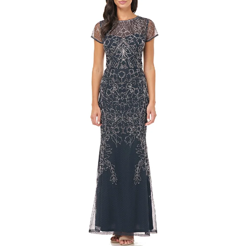 Best Seller JS Collections Womens Polka Dot Mesh Evening Dress