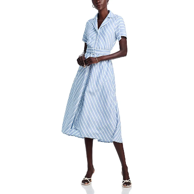 Midnight Madness T Tahari Womens Striped Short Sleeve Shirtdress