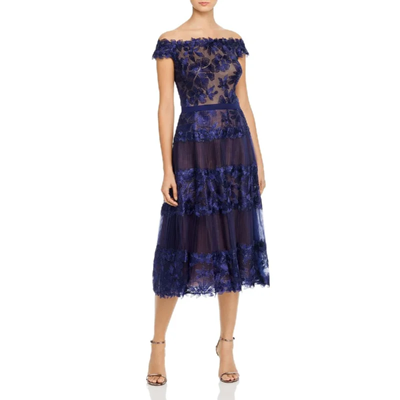 Blowout Sale Tadashi Shoji Womens Lace Midi Evening Dress
