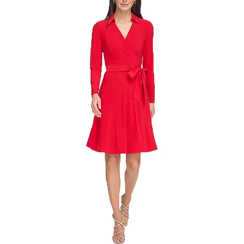 Buy More, Save More DKNY Womens Collared Above Knee Wrap Dress