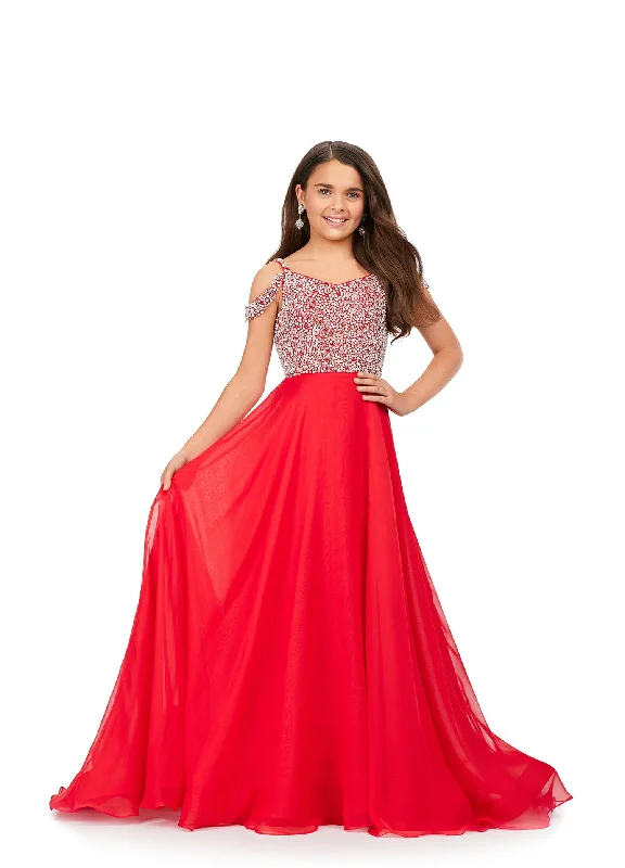 New Arrival Ashley Lauren Kids 8220 Beaded Bustier A-Line Off The Shoulder Sweetheart Neckline Chiffon Gown