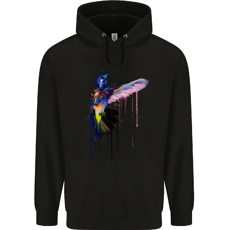 Major Savings Hummingbird Watercolour Bird Mens 80% Cotton Hoodie