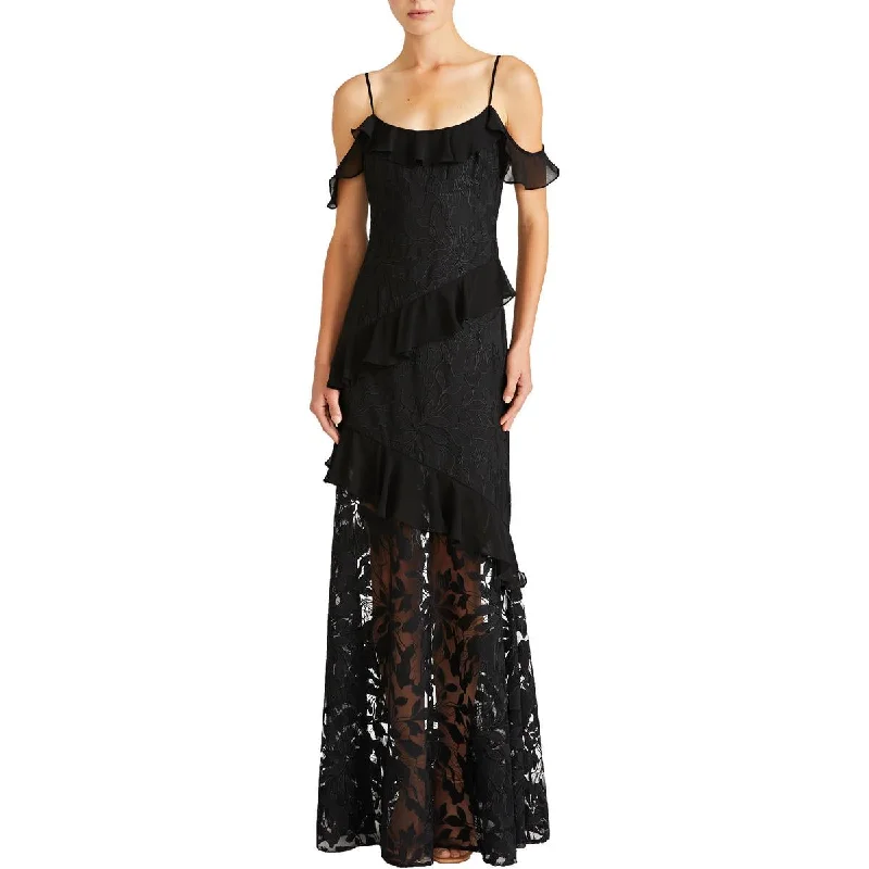 Hurry In ML Monique Lhuillier Womens Lace Overlay Full Length Evening Dress