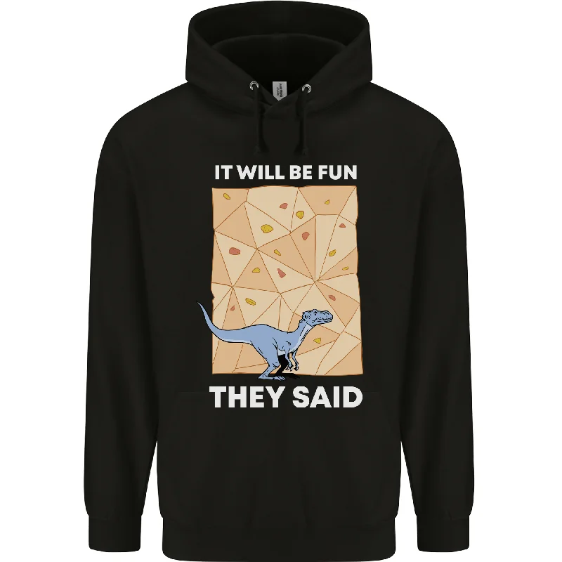 New Arrival Indoor Rock Climbing Wall Funny Dinosaur T-Rex Mens 80% Cotton Hoodie