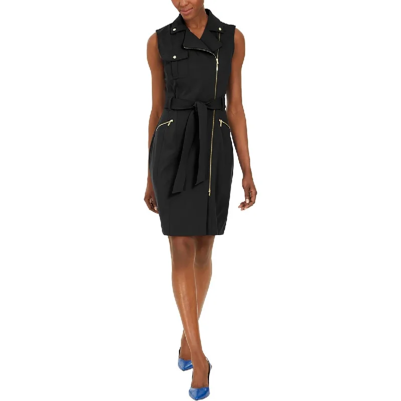 Inventory Reduction Calvin Klein Womens Crepe Zip Font Sheath Dress