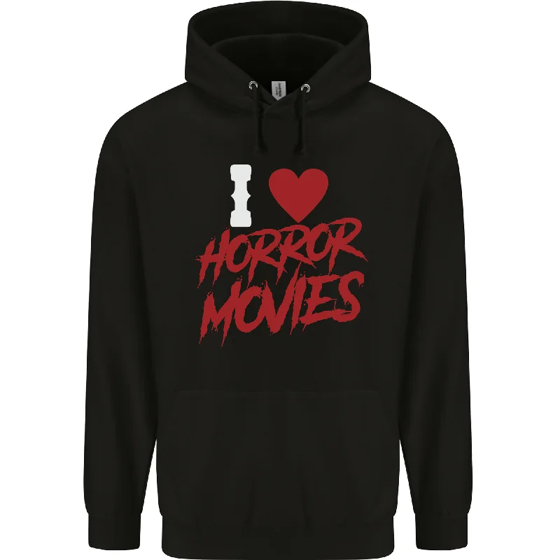 Special Promotion I Love Horror Movies Mens 80% Cotton Hoodie