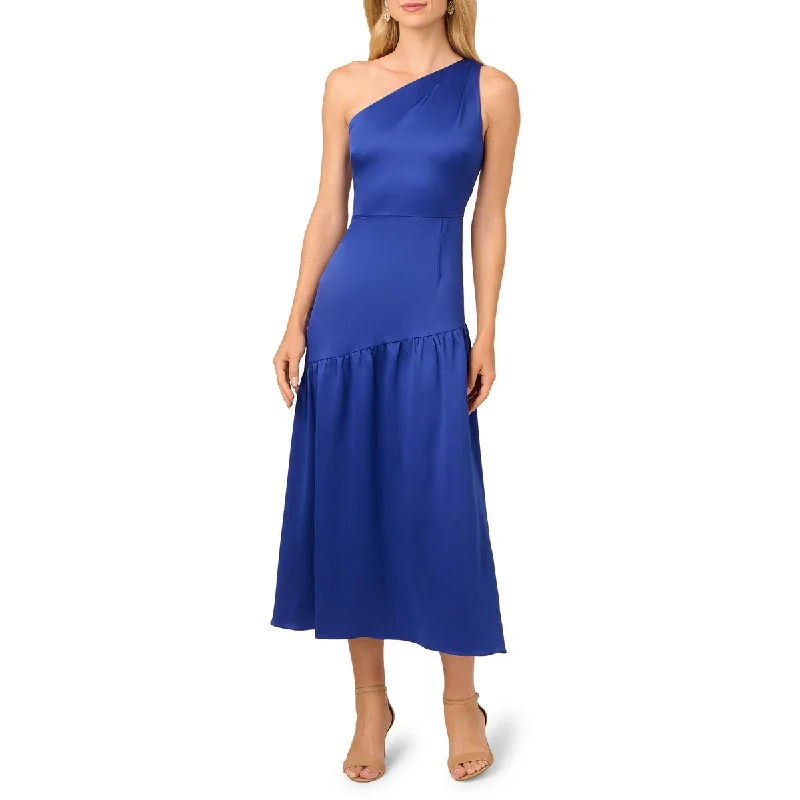 Limited Stock Adrianna Papell Womens Satin Asymmetric Evening Dress