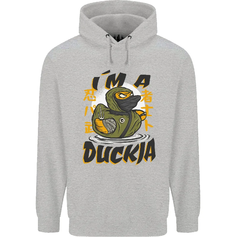 Don't Wait I'm a Duckja Funny Duck Ninja Mens 80% Cotton Hoodie