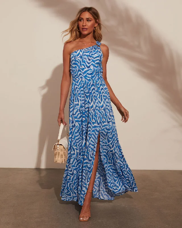 Best Bargains Maybelle One Shoulder Printed Maxi Dress