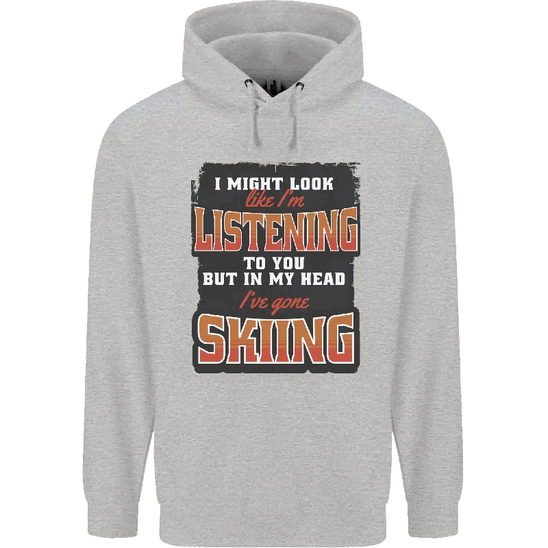 Today’s Deal In My Head I've Gone Skiing Funny Skier Mens 80% Cotton Hoodie