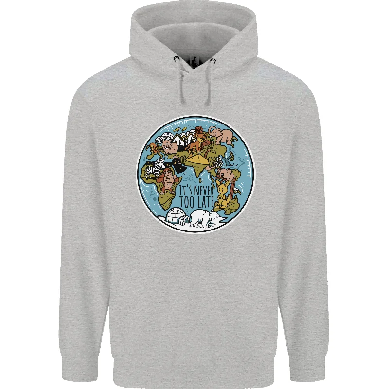 Referral Discount It's Never Too Late Climate Change Mens 80% Cotton Hoodie