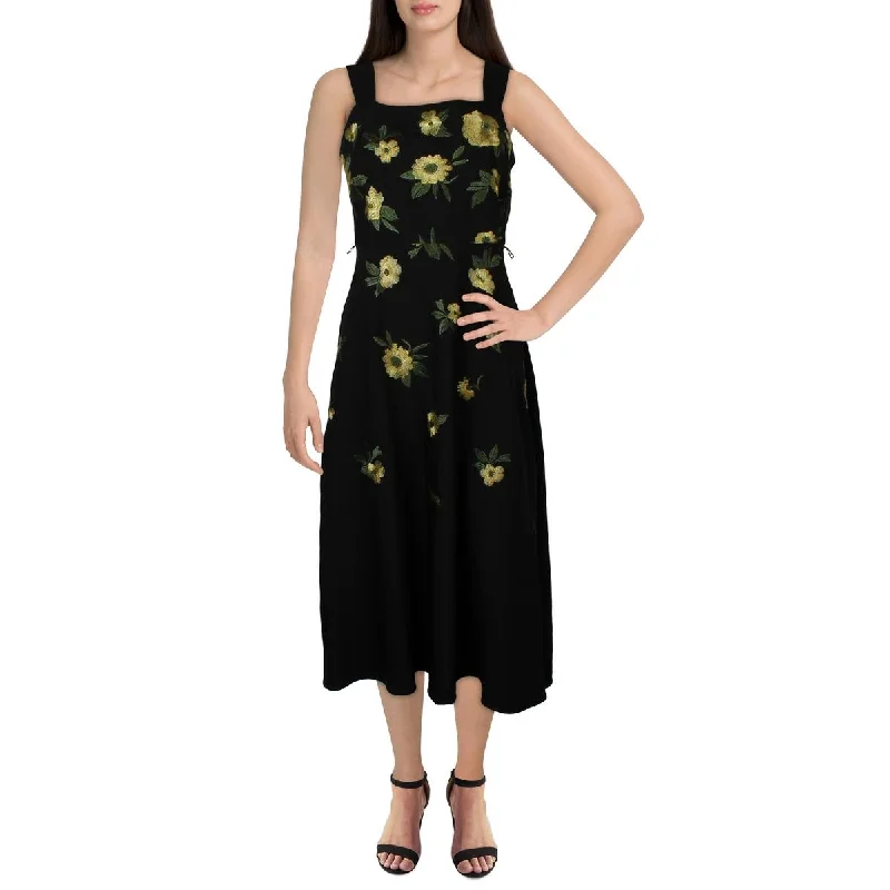 Exclusive Savings Anne Klein Womens Floral Embroidered Midi Dress