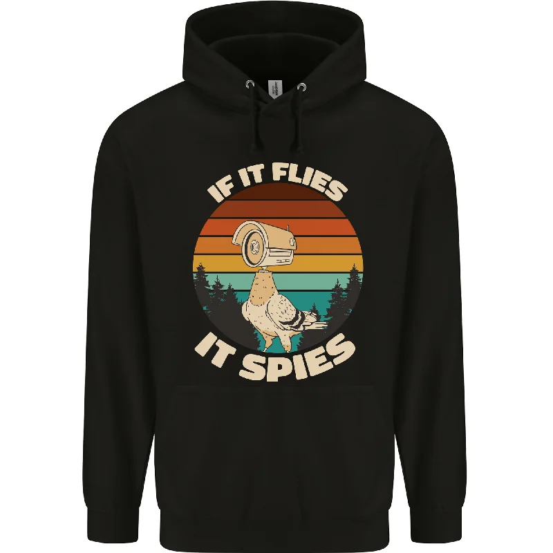 Value Deals If Flies it Spies Conspiracy Theory Birds Funny Mens 80% Cotton Hoodie