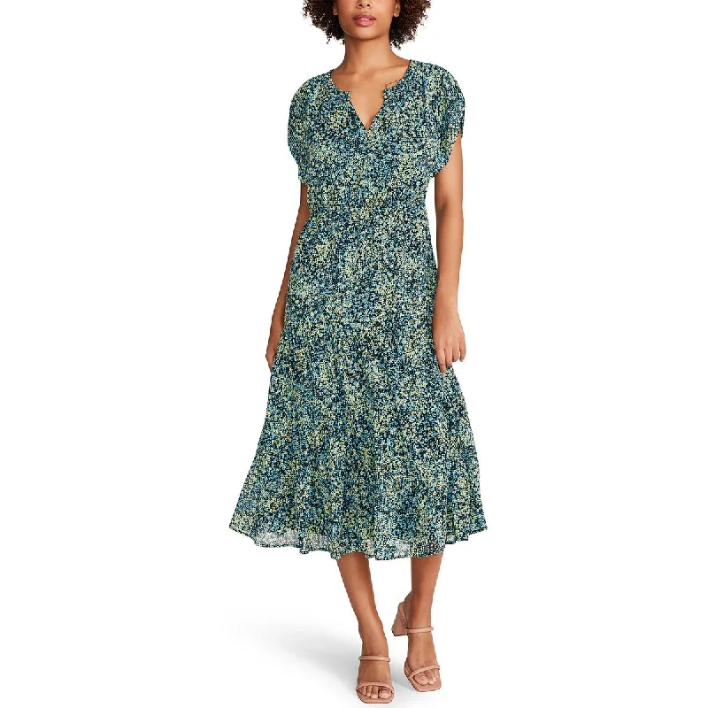 Special Savings Steve Madden Womens Leigh Floral Chiffon Midi Dress