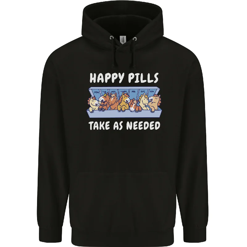 Limited Stock Funny Equestrian Horse Pills Mens 80% Cotton Hoodie