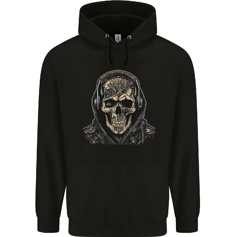 Crazy Deals Urban Skull With Headphones Mens 80% Cotton Hoodie