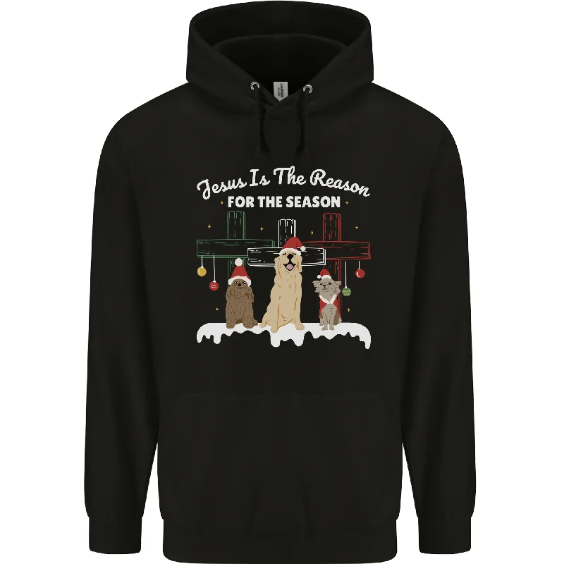 Instant Discount Jesus is the Reason Christmas Dogs Xmas Christian Mens 80% Cotton Hoodie