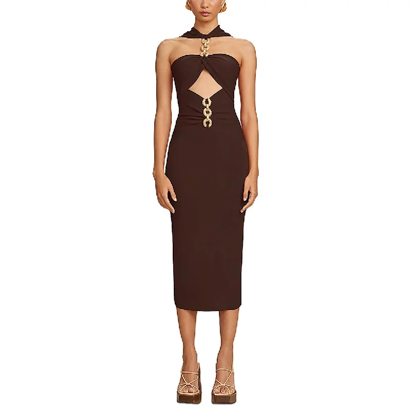 Price Rollback Cult Gaia Womens Ribbed Open-Back Fit & Flare Dress
