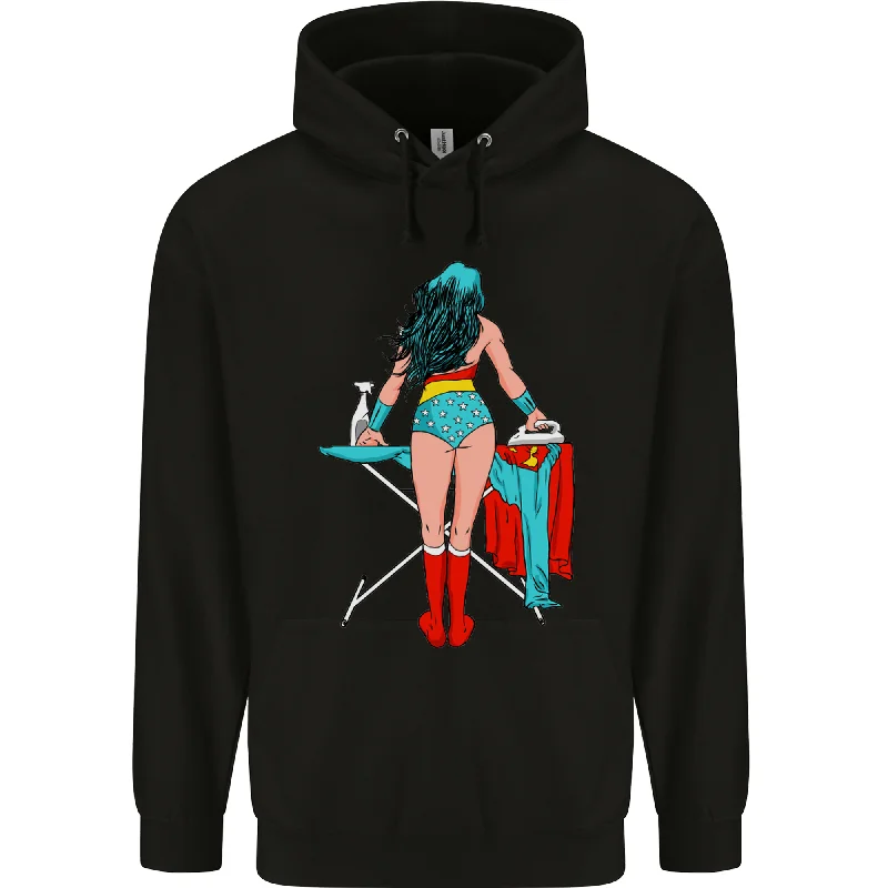 Midnight Sale Ironing Superhero Funny Mens 80% Cotton Hoodie