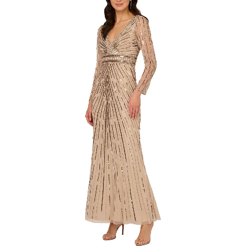YEAR-End Clearance Adrianna Papell Womens Beaded Sequinced Evening Dress