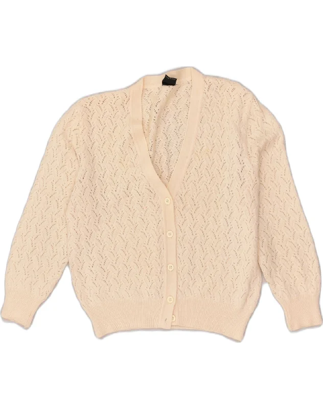 Midnight Madness VINTAGE Womens See Through Cardigan Sweater UK 16 Large Beige