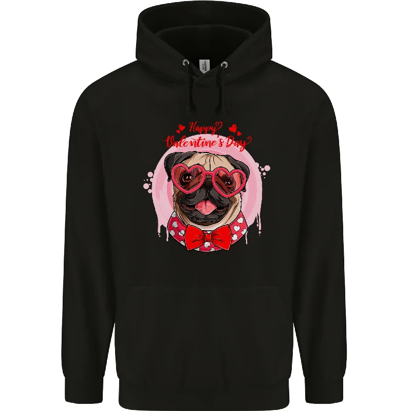Early Access Happy Valentines Day Pug Dog Mens 80% Cotton Hoodie