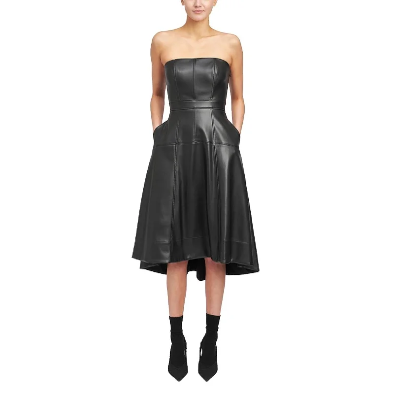 Factory Direct Sale En Saison Womens Faux Leather Mini Cocktail And Party Dress