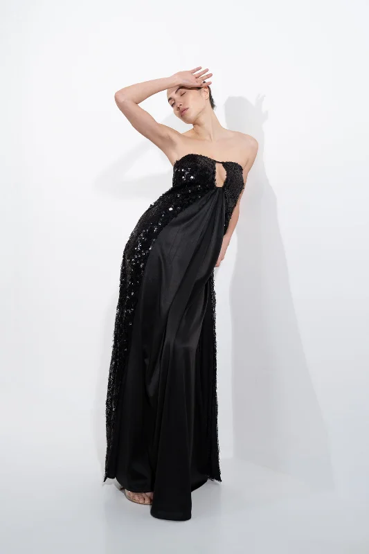 Super Deal OVERLAPPED SEQUIN TUBE GOWN