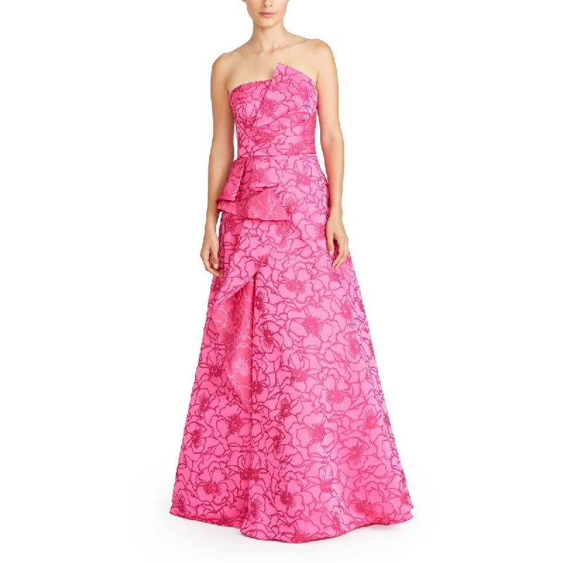 New Markdowns ML Monique Lhuillier Womens Ruffled Full Length Evening Dress