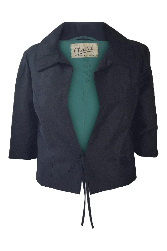 Stock Clearance CHAVEL Couture Mayfair London Black Vintage Tie Front Jacket (40)