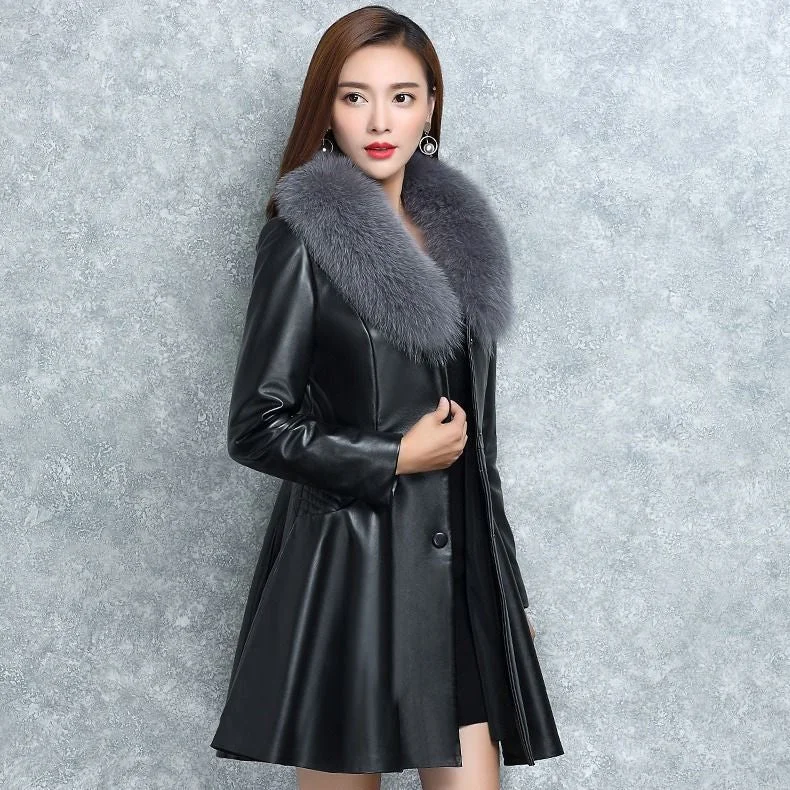 Members Only Women's Faux Fox Fur Collar Coat